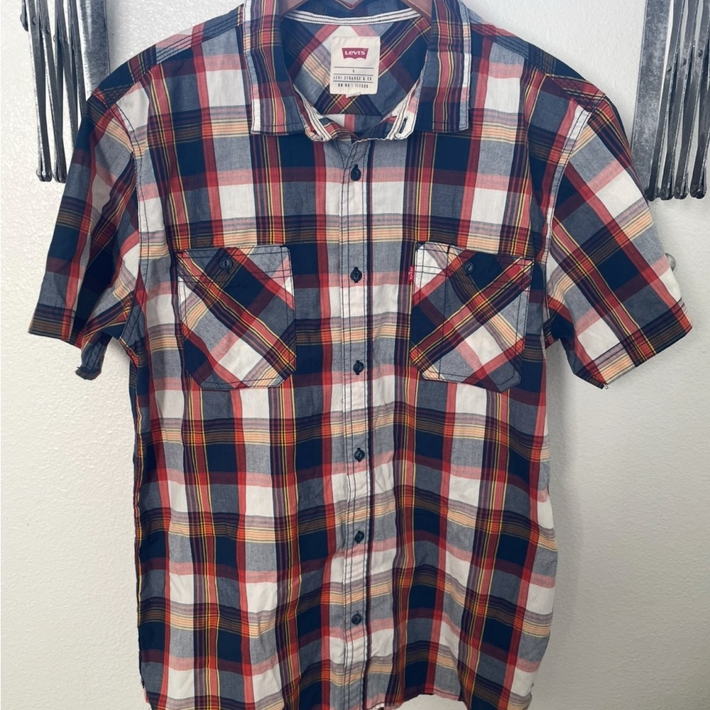 Levi's Men's Casual Plaid Shirt - Red, Blue, and White